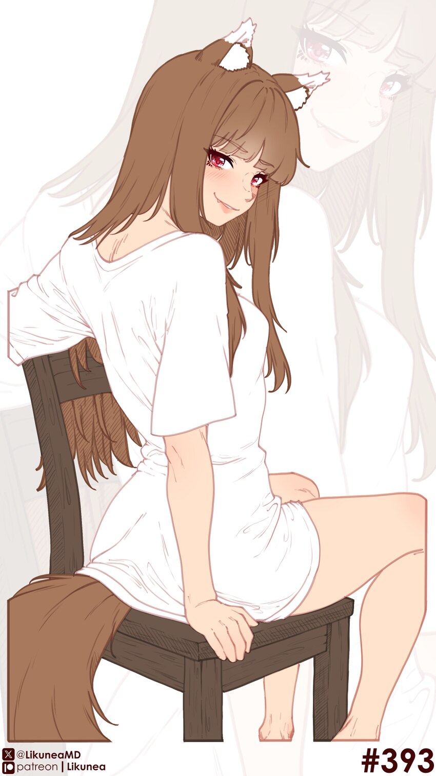 1girl absurdres achilles tendon alternate costume animal ears ankle blush brown hair chair closed mouth commentary dildo reveal english commentary fr…