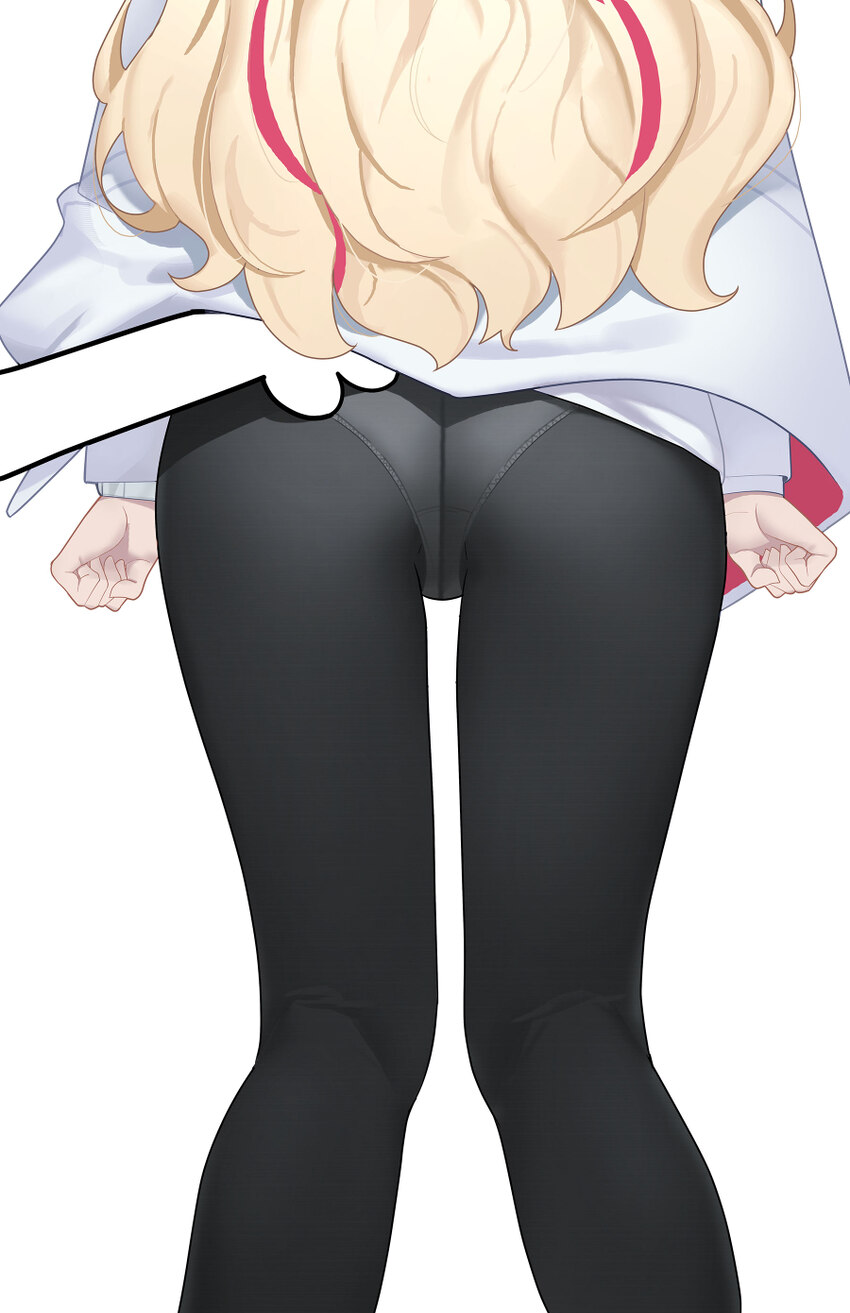 1girl absurdres ass black pantyhose blonde hair blonde student council president (blue archive) blue archive clothes lift commentary crotch seam dood…
