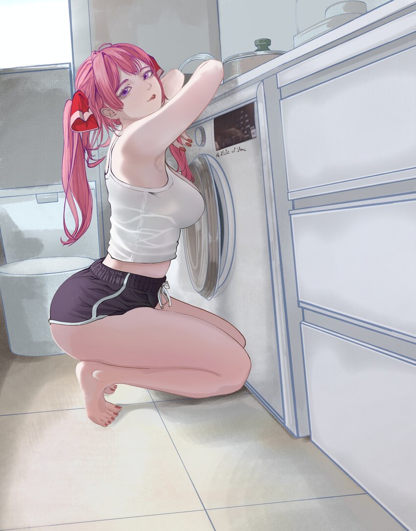 1girl absurdres alternate costume armpits arms up ass breasts commentary crossed arms english commentary feet highres hololive houshou marine huge as…