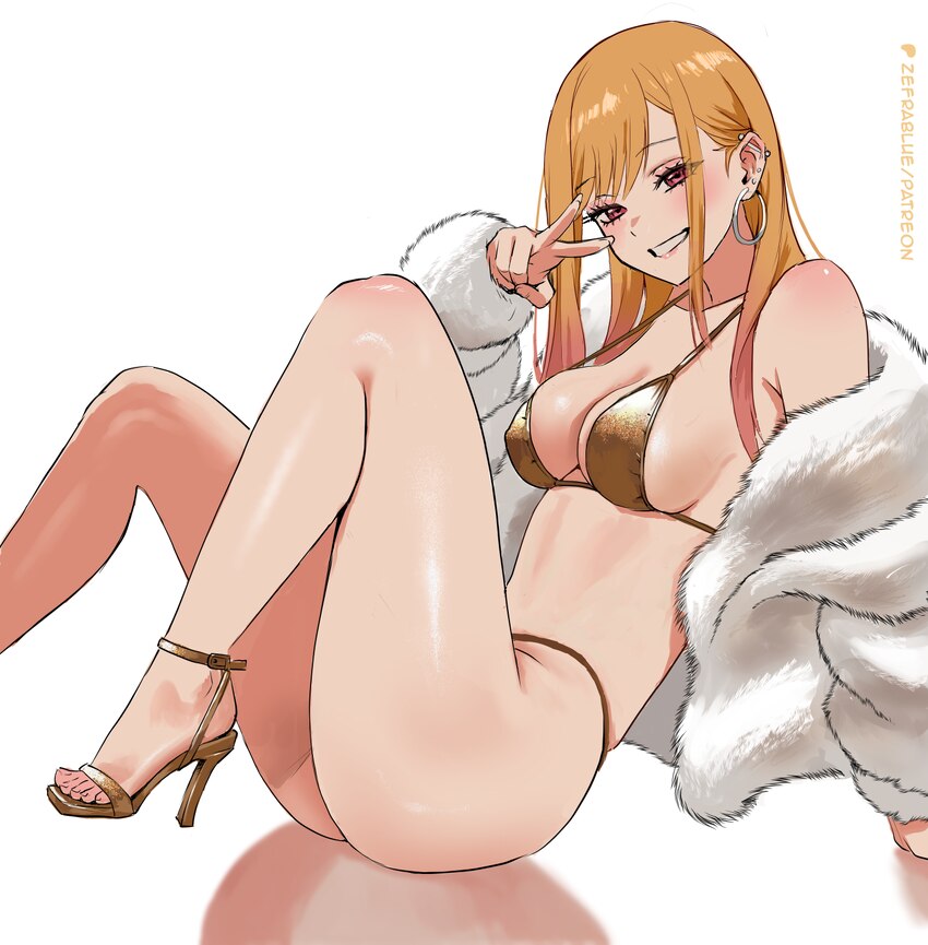 1girl ankle artist name ass barbell piercing bikini blonde hair blush breasts collarbone commentary ear piercing earrings english commentary eyelashe…