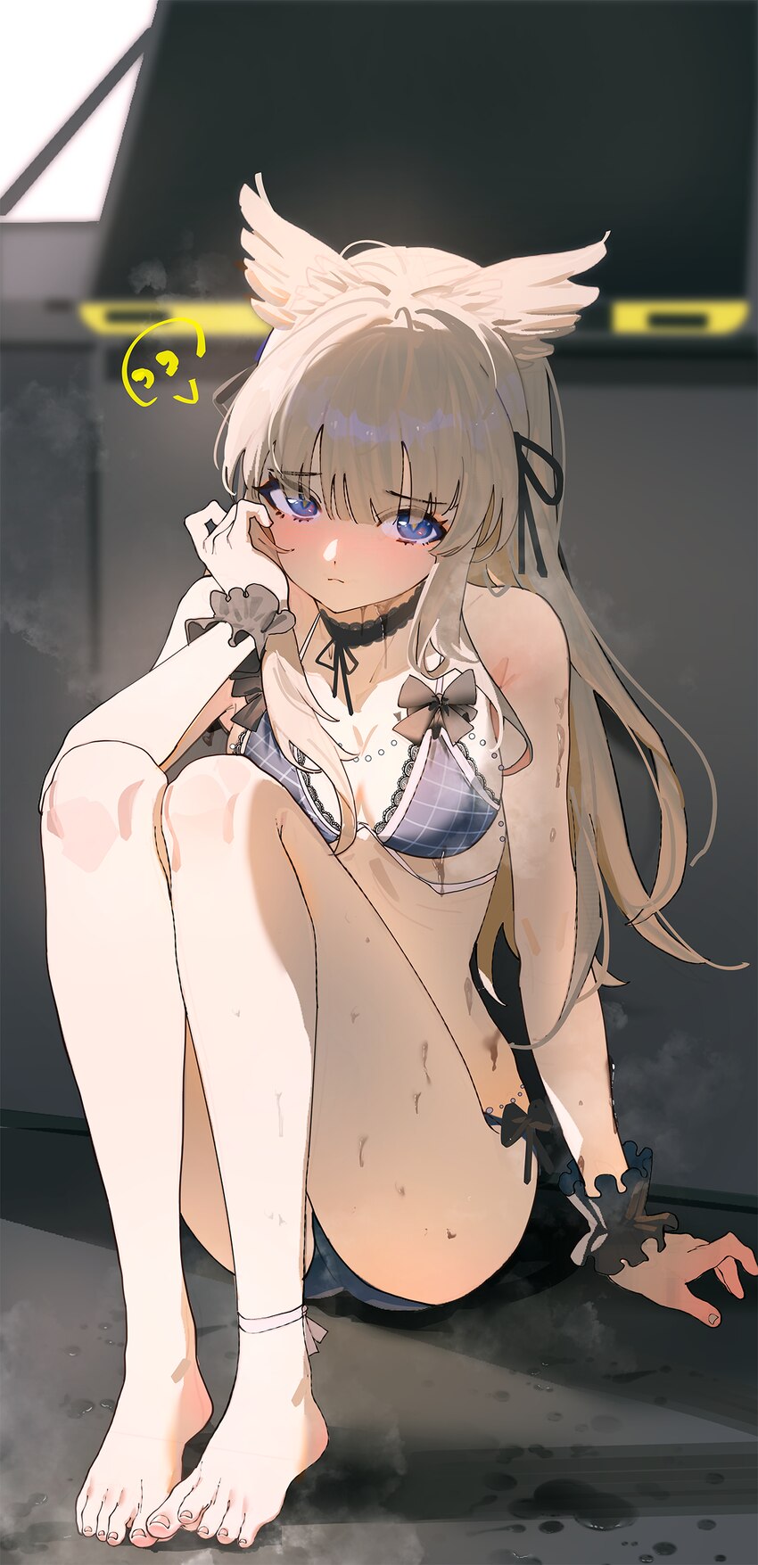 1girl absurdres animal ears arknights arknights  endfield bikini bird ears bird girl blonde hair blue eyes blush breasts closed mouth collarbone comm…
