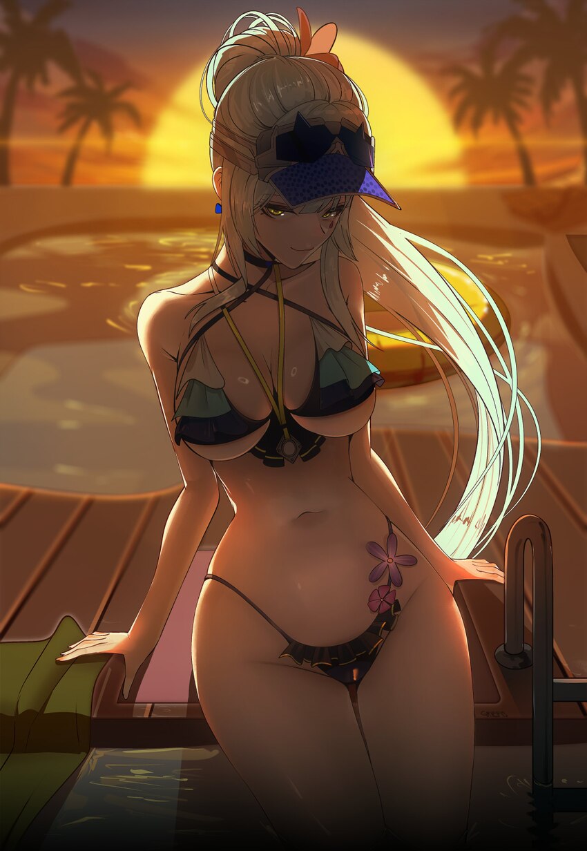 1girl absurdres bare shoulders bikini breasts cleavage commentary request cowboy shot girls frontline girls frontline 2  exilium goggles goggles on h…