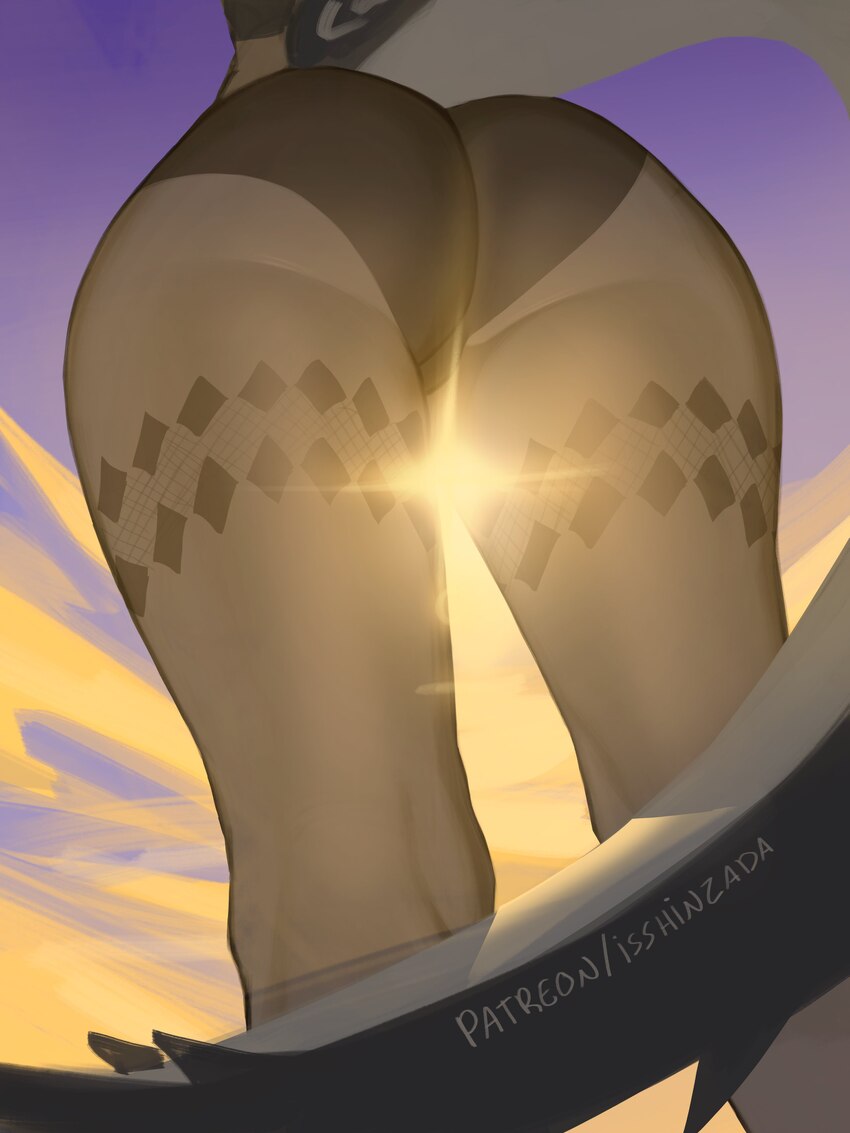 1girl absurdres ass ass focus black panties close-up cloud commentary ellen joe english commentary fins fish tail from below highres i s s h i n lowe…