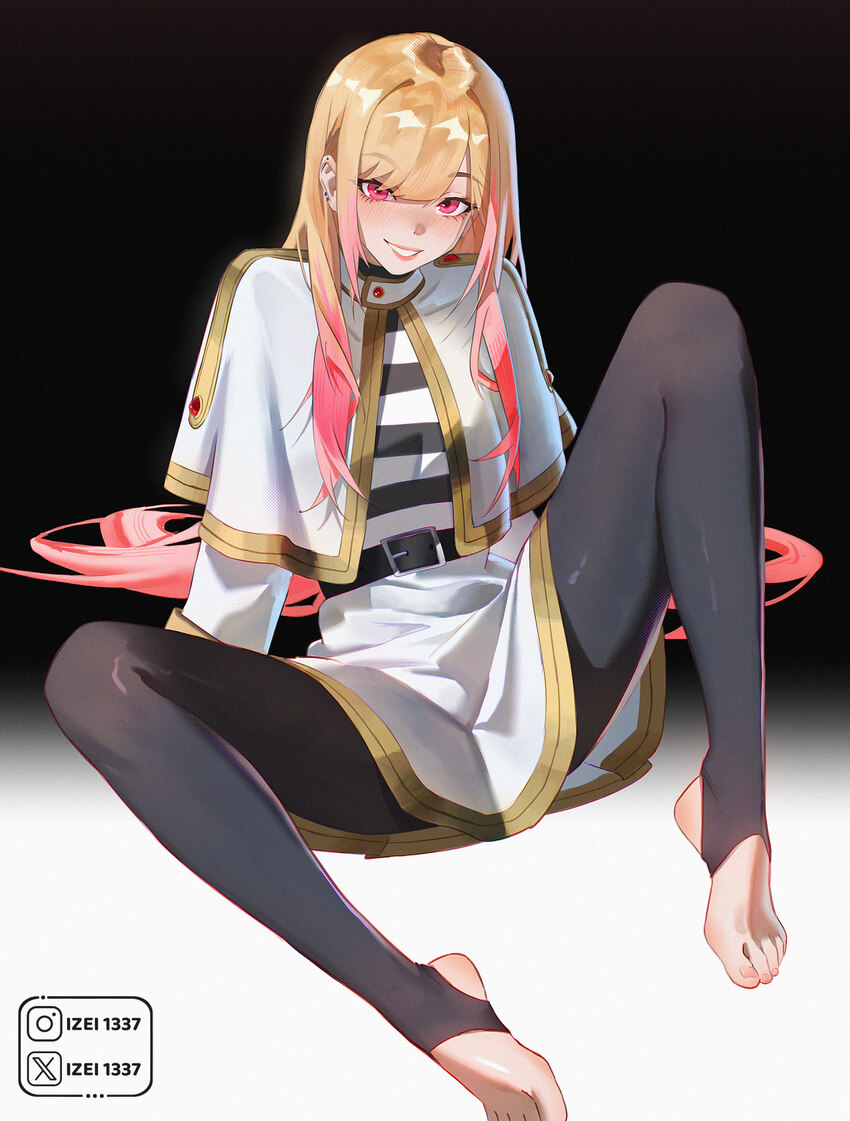 1girl absurdres blunt bangs cosplay feet frieren frieren (cosplay) gradient background gradient hair highres instagram username izei1337 kitagawa mar…