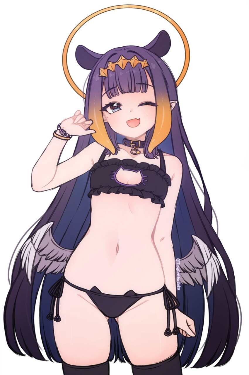 1girl  d alternate costume animal collar animal ear legwear ass visible through thighs bad id bad twitter id bare arms bare shoulders black bra black…
