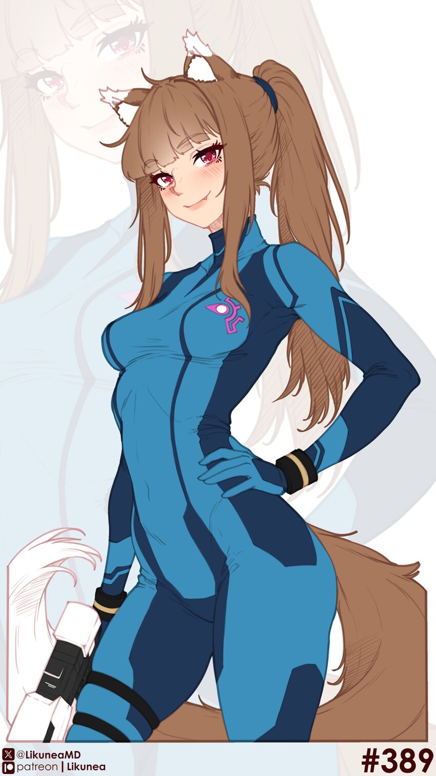 1girl absurdres animal ears artist name brown hair commentary cosplay covered navel english commentary gun highres holding holding gun holding weapon…