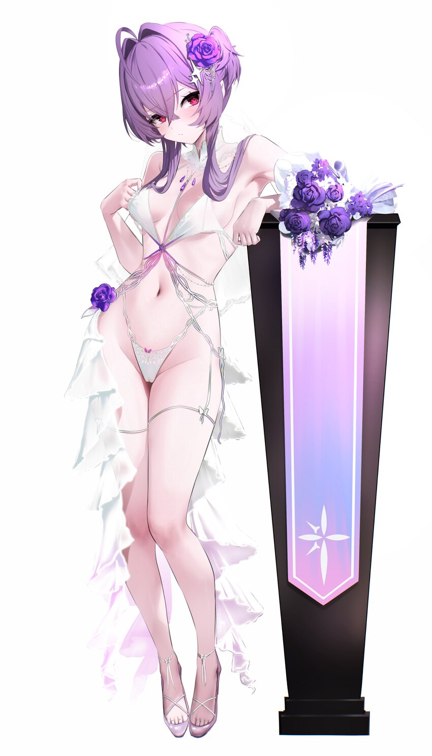 1girl absurdres ahoge bikini blush breasts commentary flower goddess of victory  nikke hair flower hair intakes hair ornament high heels highres libe…
