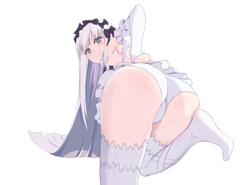 1girl absurdres ass ass focus black bow bow commentary detached sleeves dress fate/strange fake fate (series) francesca prelati (fate) hair bow highr…