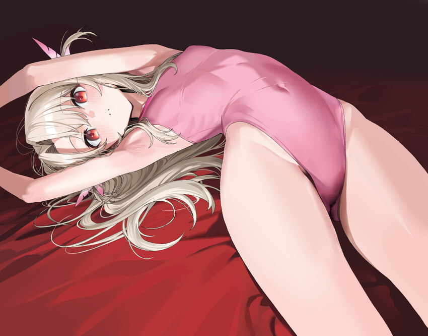 1girl armpits arms up breasts chinese commentary commentary request covered navel exif rotation fate/kaleid liner prisma illya fate (series) hair spr…