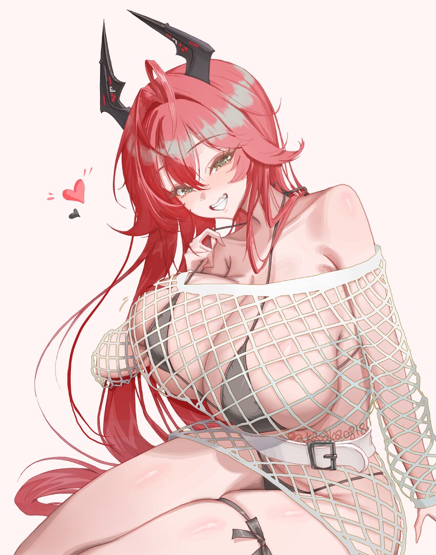 1girl absurdres ahoge alternate breast size (larger) bikini black bikini black horns breasts commentary dress goddess of victory  nikke highres horns…
