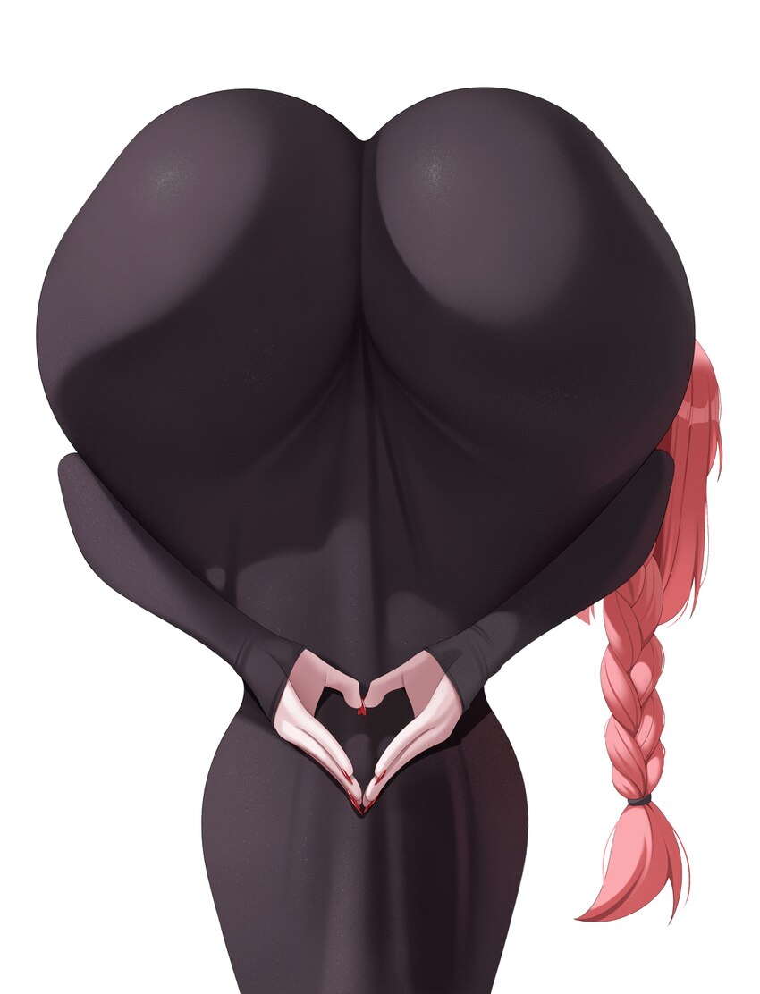 1girl absurdres amen pose (meme) ass ass focus bent over black dress braid braided ponytail chainsaw man commentary dress english commentary feet out…