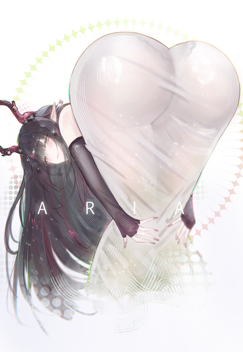 1girl a r i a absurdres amen pose (meme) arknights arknights  endfield artist name ass ass focus black gloves black hair black panties breasts commen…