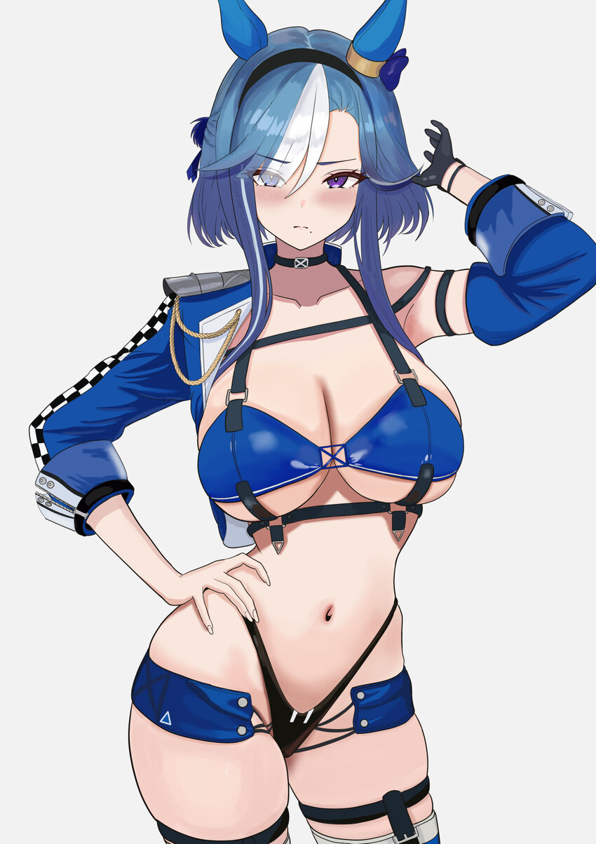 1girl absurdres admire groove (umamusume) animal ears arm up asymmetrical jacket azur lane baltimore (azur lane) baltimore (azur lane) (cosplay) balt…