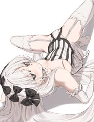 1girl absurdres all fours black eyes blush body bridge braid breasts cameltoe cleavage collar collarbone commentary elb…