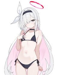 1girl absurdres alternate costume bikini black bikini black hairband blue archive breasts chinese commentary colored in…