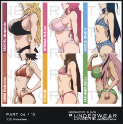 1boy 5girls black bra black hair black panties bleach bleach  sennen kessen-hen blonde hair blue bra blue panties bra b…