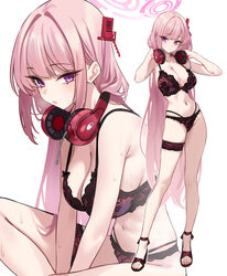 1girl absurdres blue archive blush bra breasts closed mouth eimi (blue archive) english commentary full body halo headp…