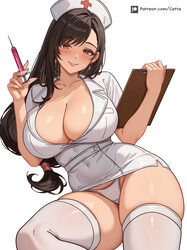 1girl black hair breasts cleavage commentary earrings english commentary final fantasy final fantasy vii hat highres ho…