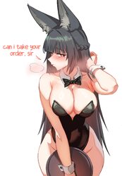 1girl absurdres animal ear fluff animal ears black bow black bowtie black hair black leotard blush bow bowtie breasts c…