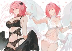 1girl absurdres alternate costume black bow black bra black garter straps black panties black thighhighs black wings bo…