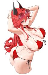 1girl absurdres armpits arms behind head arms up ass bare shoulders bikini black choker blush bracelet breasts choker c…
