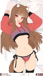 1girl absurdres alternate costume animal ear fluff animal ears ass visible through thighs black thighhighs blunt bangs …