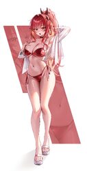 1girl 4q (lokcy516) absurdres arm behind head arm up armpits bare legs bikini black choker breasts choker cleavage comm…