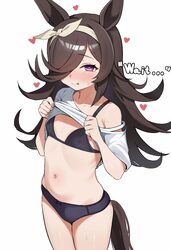 1girl  q absurdres animal ears black bra black panties blush bow bow hairband bow panties bra breasts brown hair brown …
