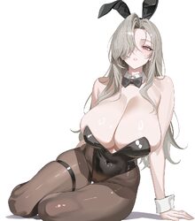 1girl alternate costume animal ear hairband animal ears black leotard bow bowtie breasts commentary request covered nav…