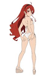 1girl absurdres ahoge ass bikini black hairband blush closed mouth commentary coro fae crotch seam eris greyrat from be…