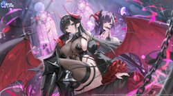 2girls absurdres alice vu azur lane bare shoulders bit gag black boots black hair black thighhighs boots breasts cleava…