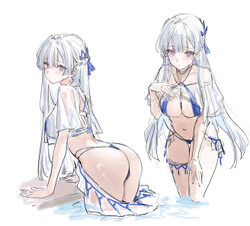1girl argus (azur lane) argus (dignified swimsuit training) (azur lane) ass azur lane bikini blue bikini blue eyes blus…
