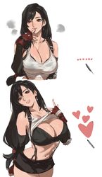 1girl absurdres bare shoulders black bra black gloves black hair black skirt bra breasts cleavage collarbone commentary…