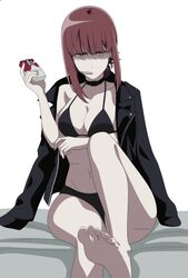 1girl absurdres breasts choker cigarette cigarette pack commentary english commentary feet highres holding holding ciga…