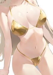 1girl alternate costume asuna (blue archive) bare shoulders bikini blonde hair blue archive breasts collarbone commenta…