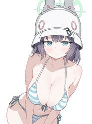 1girl absurdres bikini blue archive blue eyes blue halo breasts bucket hat chinese commentary cleavage collarbone comme…