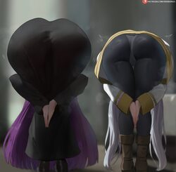 2girls amen pose (meme) ass ass focus bent over commentary english commentary fern (sousou no frieren) frieren from beh…