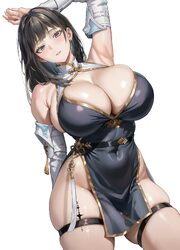 1girl absurdres alternate breast size (larger) arm behind back arm up armpit crease armpits ayres (ayresm) baizhi (wuth…