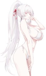 1girl absurdres alternate costume bare arms bare shoulders bikini blush breasts colored eyelashes commentary from side …