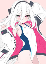 1girl absurdres aris (blue archive) aris (blue archive) (cosplay) aris (c108 swimsuit) (blue archive) black hairband bl…