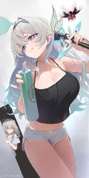 1girl absurdres alternate costume berserker r black camisole breasts bug spray camisole chinese commentary cleavage com…