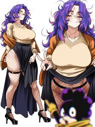 1boy 1girl absurdres black shoes black skirt blurry blurry foreground boku no hero academia breasts closed mouth collar…