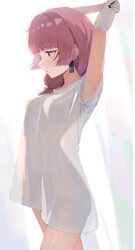 1girl absurdres agm armpit peek arms up black nails blush bocchi the rock! breasts commentary earrings fingernails from…