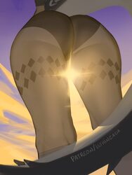 1girl absurdres ass ass focus black panties close-up cloud commentary ellen joe english commentary fins fish tail from …