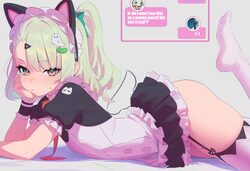 1girl absurdres animal ears anonds31 black dress blunt bangs blush breasts cat ears commentary dress english commentary…
