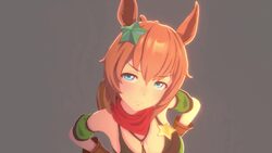 1girl 3d 60+fps  /  d animal ears animated anna anon asphyxiation bandana bare shoulders blender (medium) blue eyes bre…