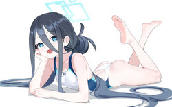 1girl absurdres aris (blue archive) aris (c108 swimsuit) (blue archive) ass bare arms barefoot black hair blue archive …