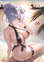 2girls absurdres ass ass focus bikini blush breasts choker cinderella (crystal wave) (nikke) cinderella (nikke) cleavag…