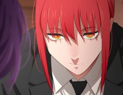 1boy 2girls angel devil (chainsaw man) angel wings animated black choker black necktie blue sky blurry breaking bad bui…