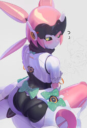 1girl absurdres anonds31 aria (robot) (zenless zone zero) aria (zenless zone zero) ass back black sclera blush bow brea…